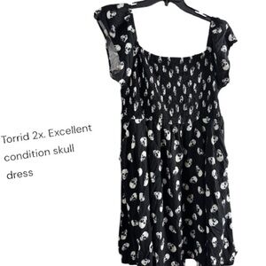 Torrid Black and White Skull Print Midi Dress